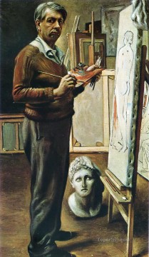 ジョルジョ・デ・キリコ Painting - スタジオでの自画像 1935 ジョルジョ・デ・キリコ 形而上学的シュルレアリスム